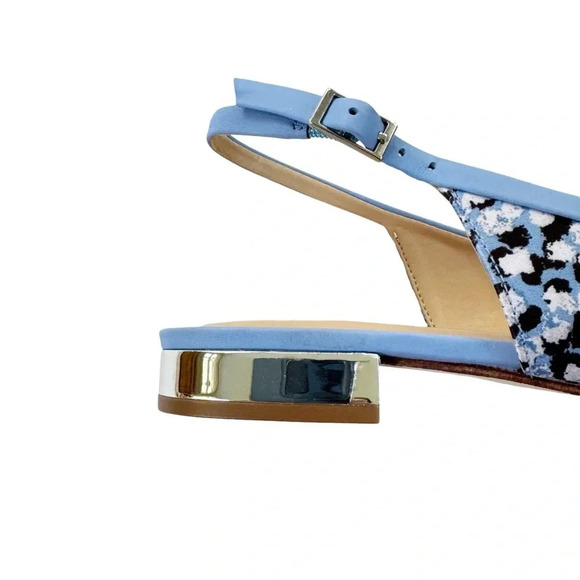 NEW Talbots Edison Slingback Bow Flats Textured Floral Blue Black Size 7.5 - Picture 9 of 10